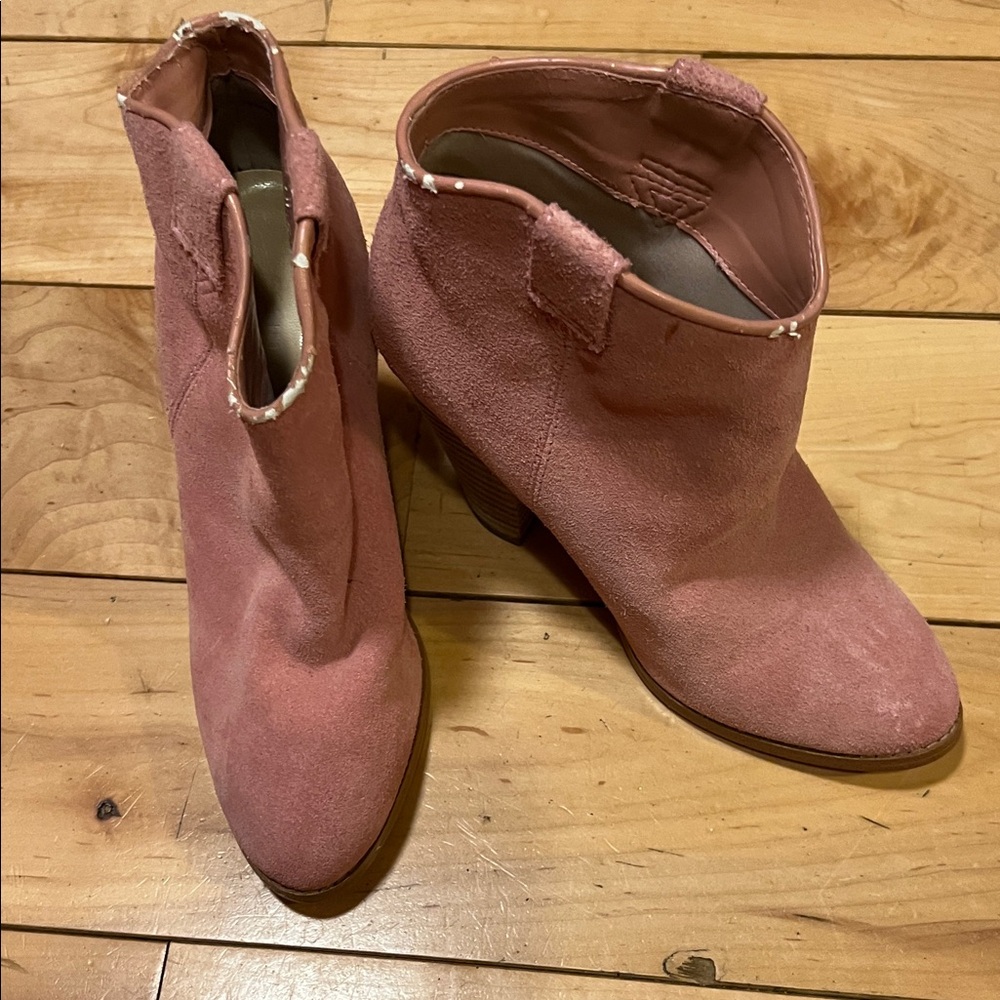 Colin Stuart Dusty Pink Suede Ankle Booties
